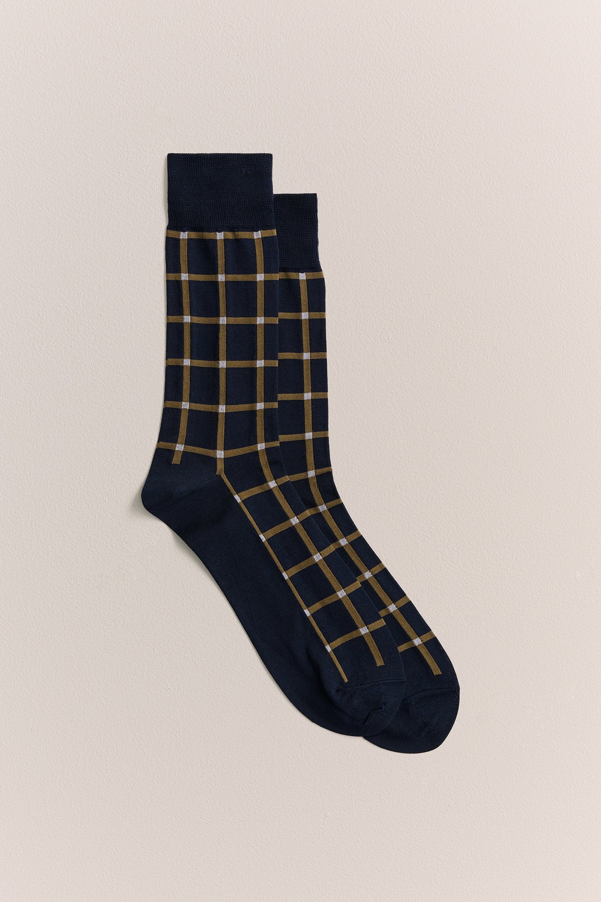 Windowpane Check Crew Sock
