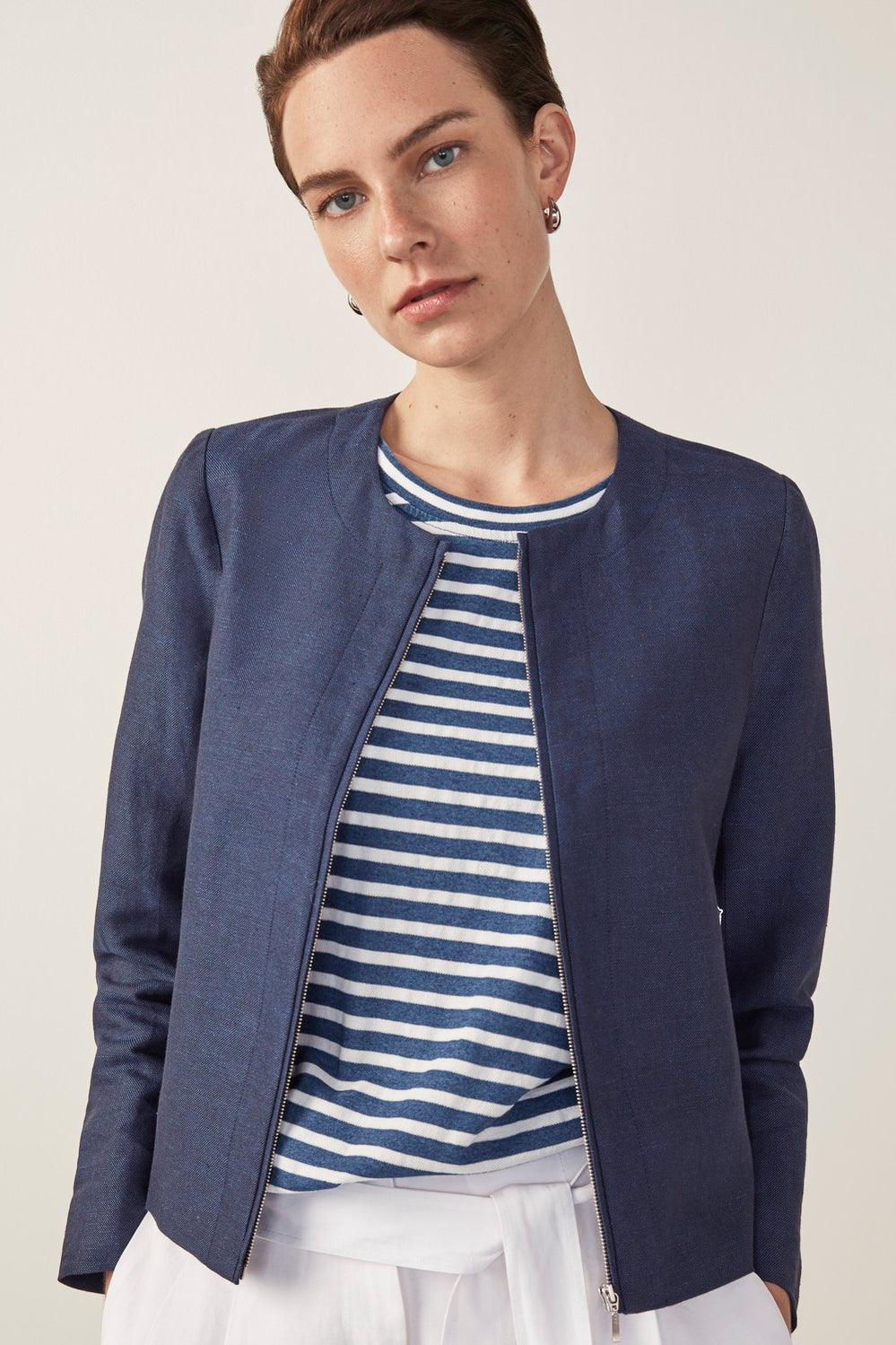 Yarn Dyed Zip Front Jacket