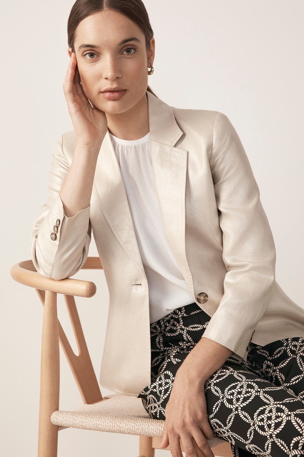Metallic 3/4 Sleeve Blazer