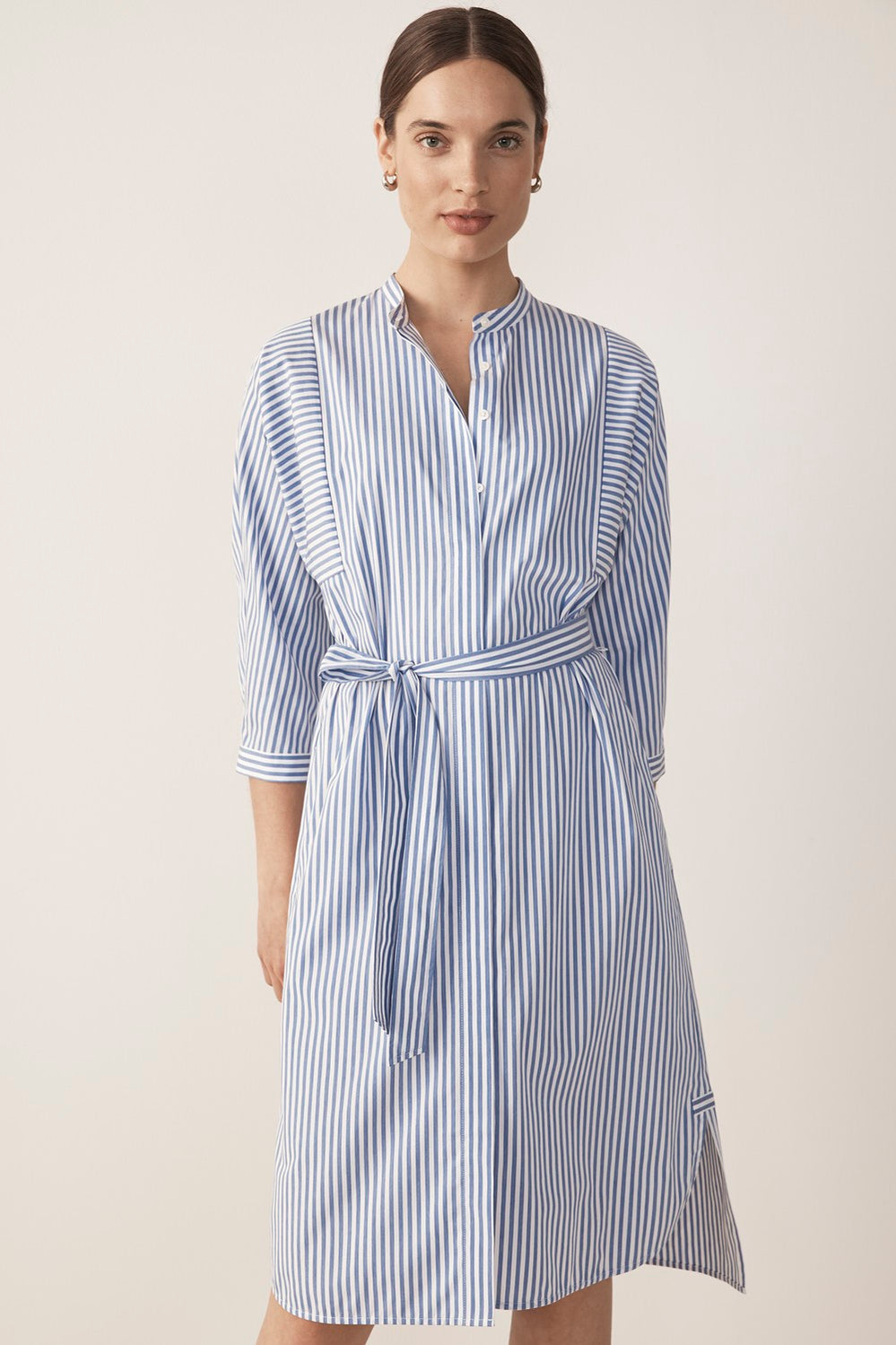 Cotton Poplin Stripe Shirt Dress