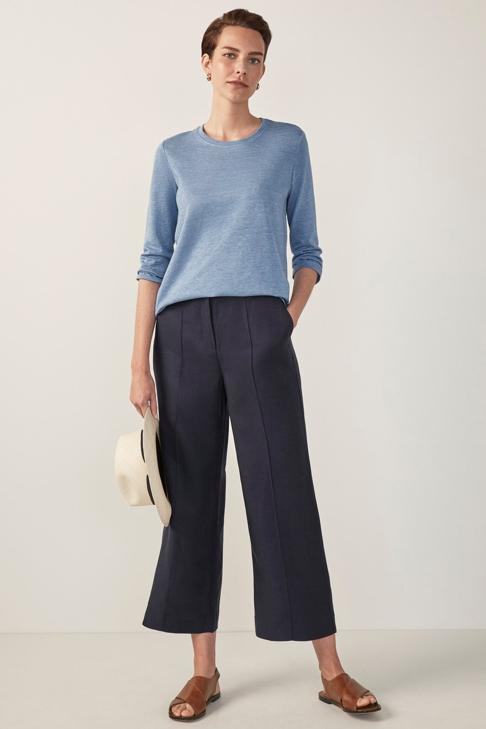 Linen Cotton 3/4 Sleeve T-Shirt