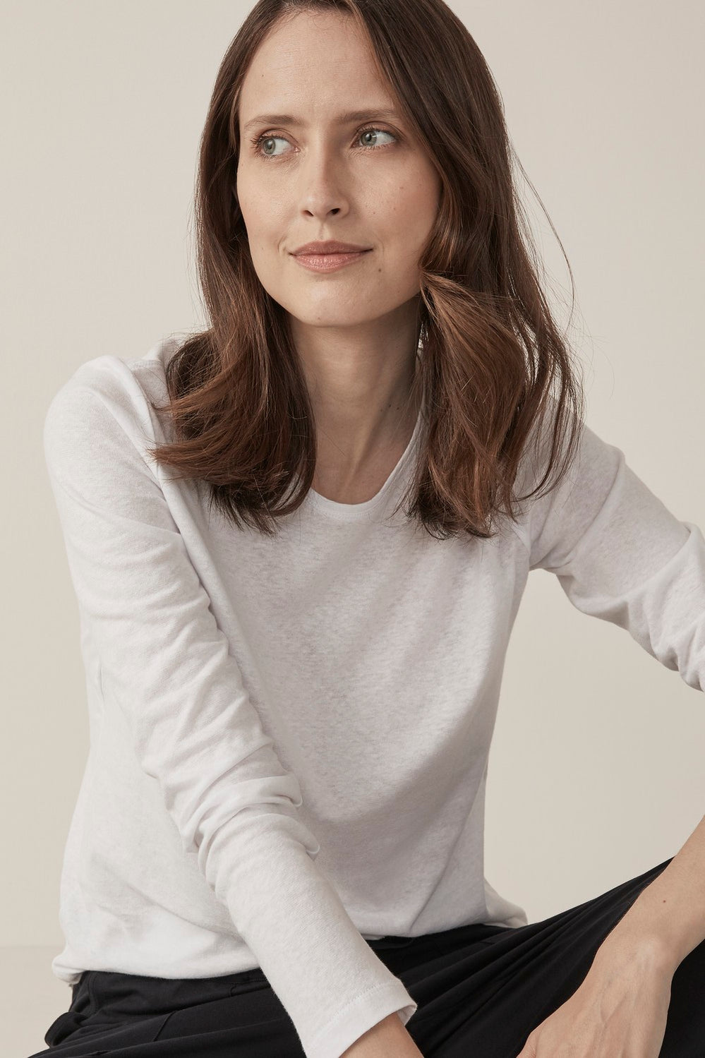 Linen Cotton Full Length Sleeve T-Shirt