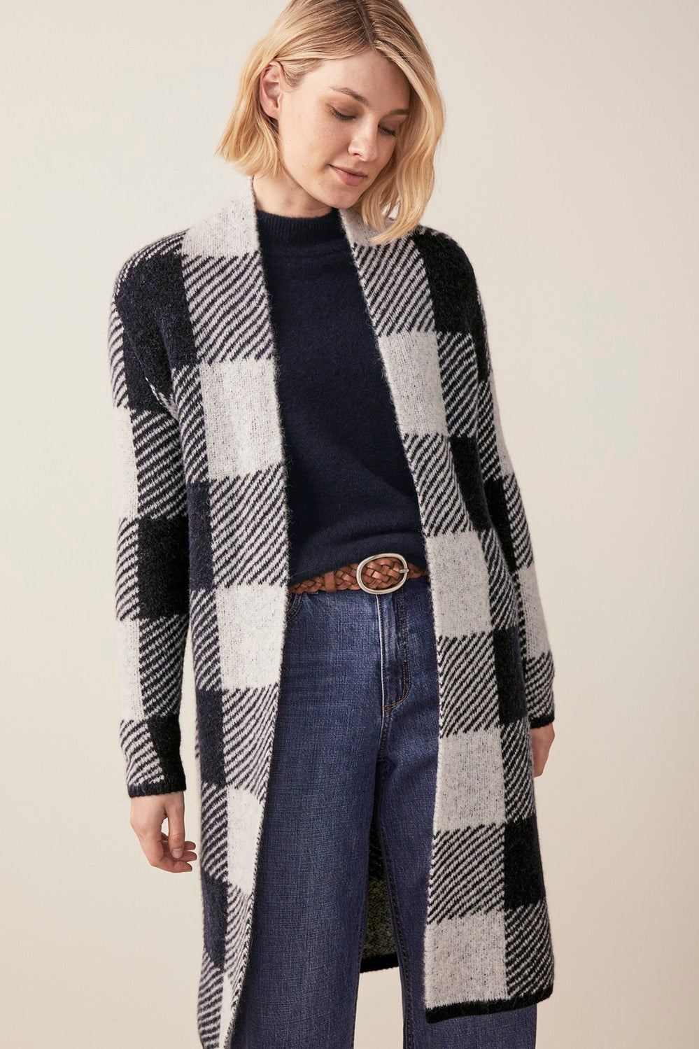 Alpaca Blend Check Cardigan