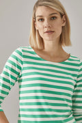 Cotton 3/4 Sleeve Stripe T-Shirt