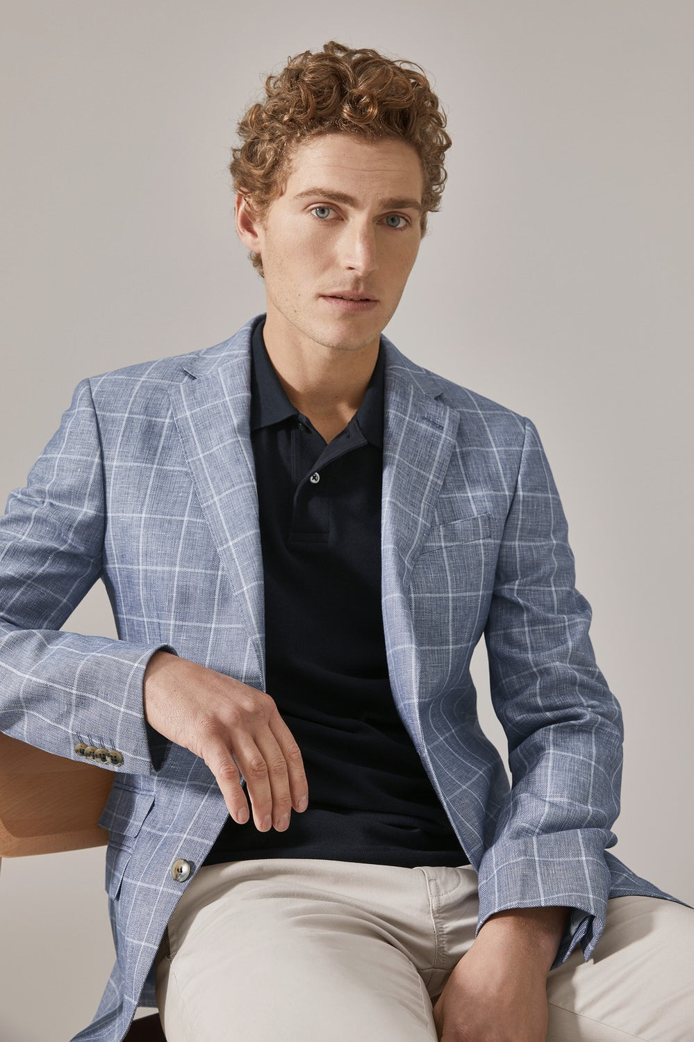Tailored Textured Windowpane Jacket