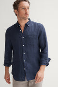Regular Fit Delave Linen Long Sleeve Shirt