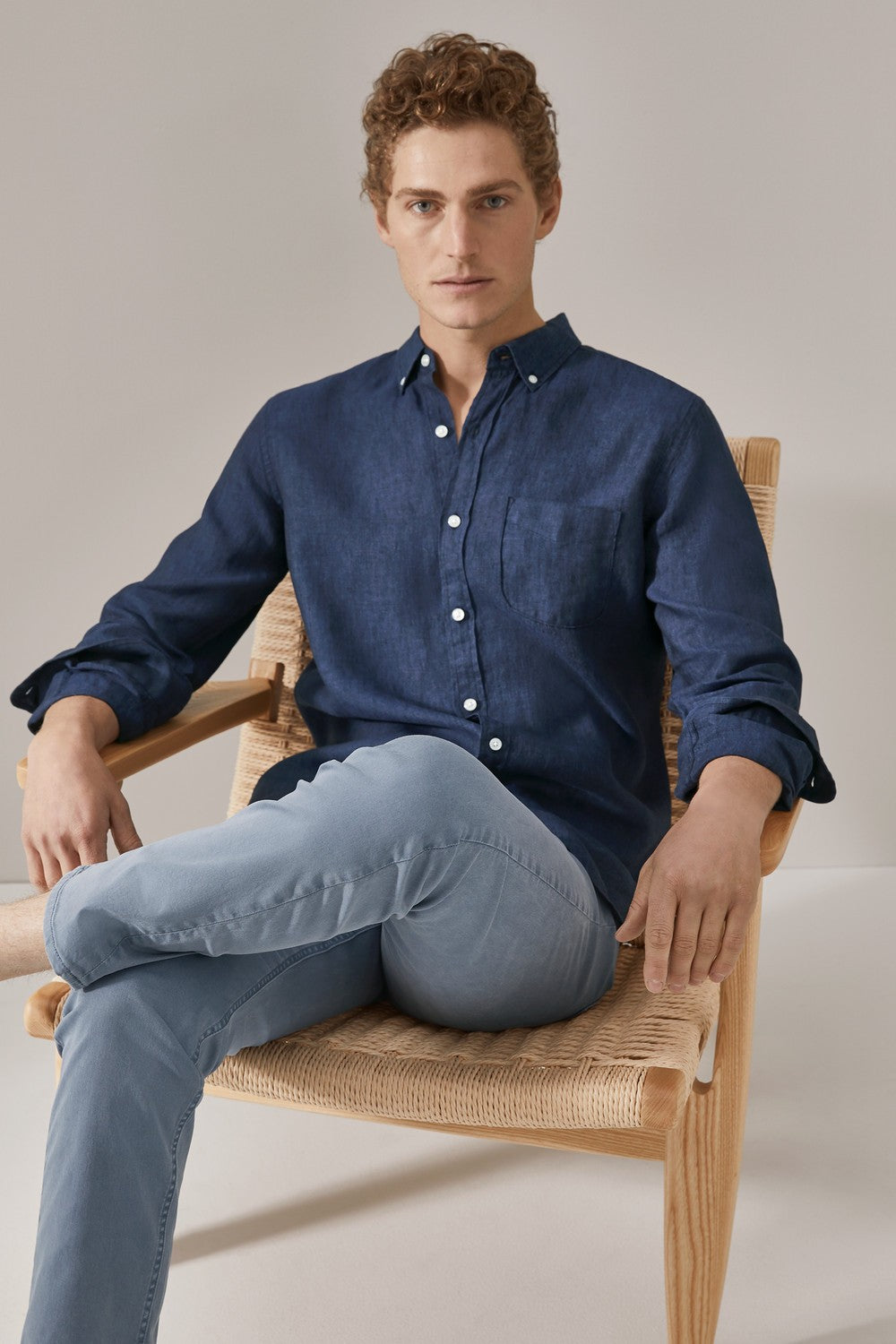 Regular Fit Delave Linen Long Sleeve Shirt