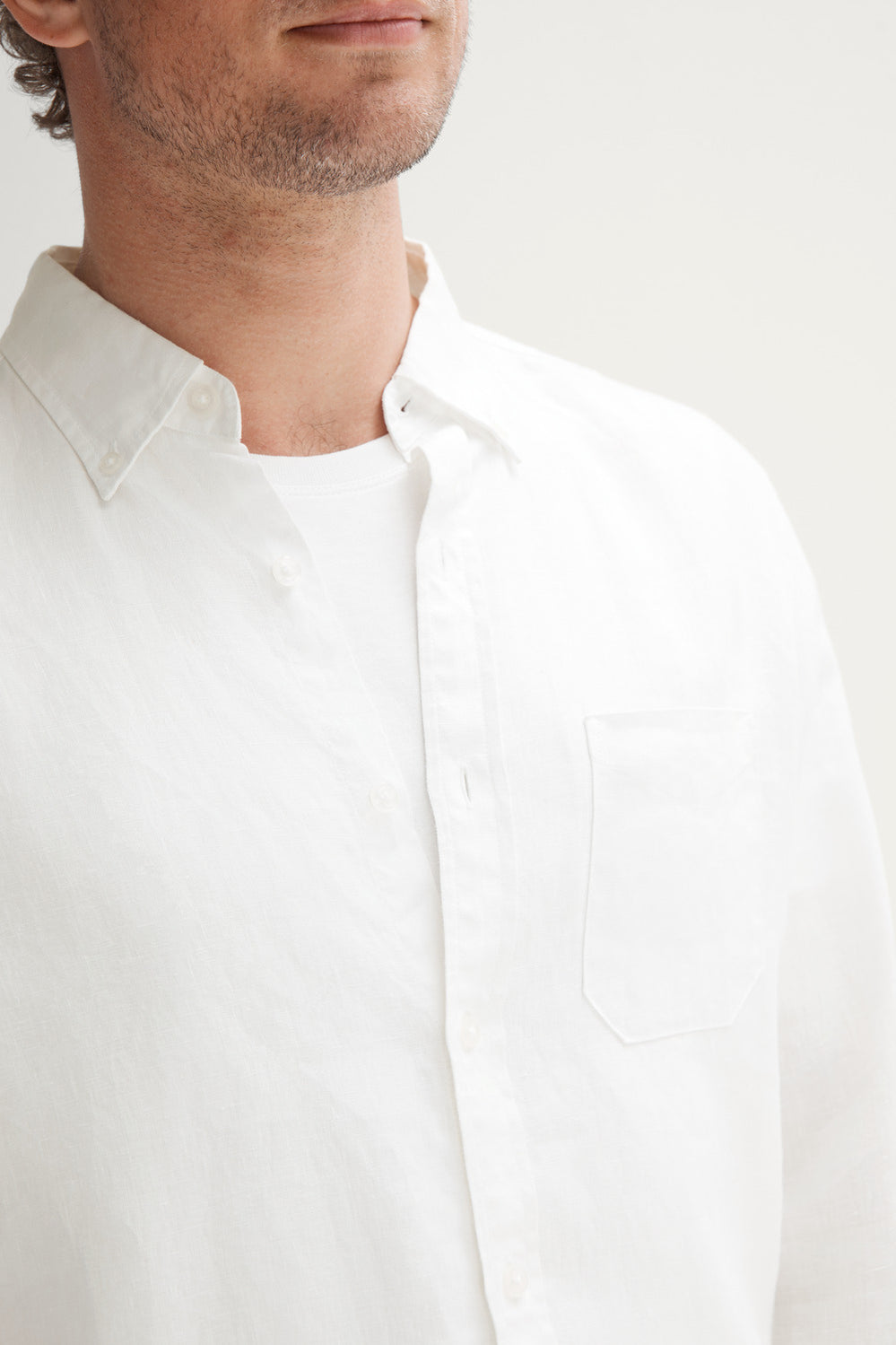 Regular Fit Linen Piece Dyed Long Sleeve Shirt