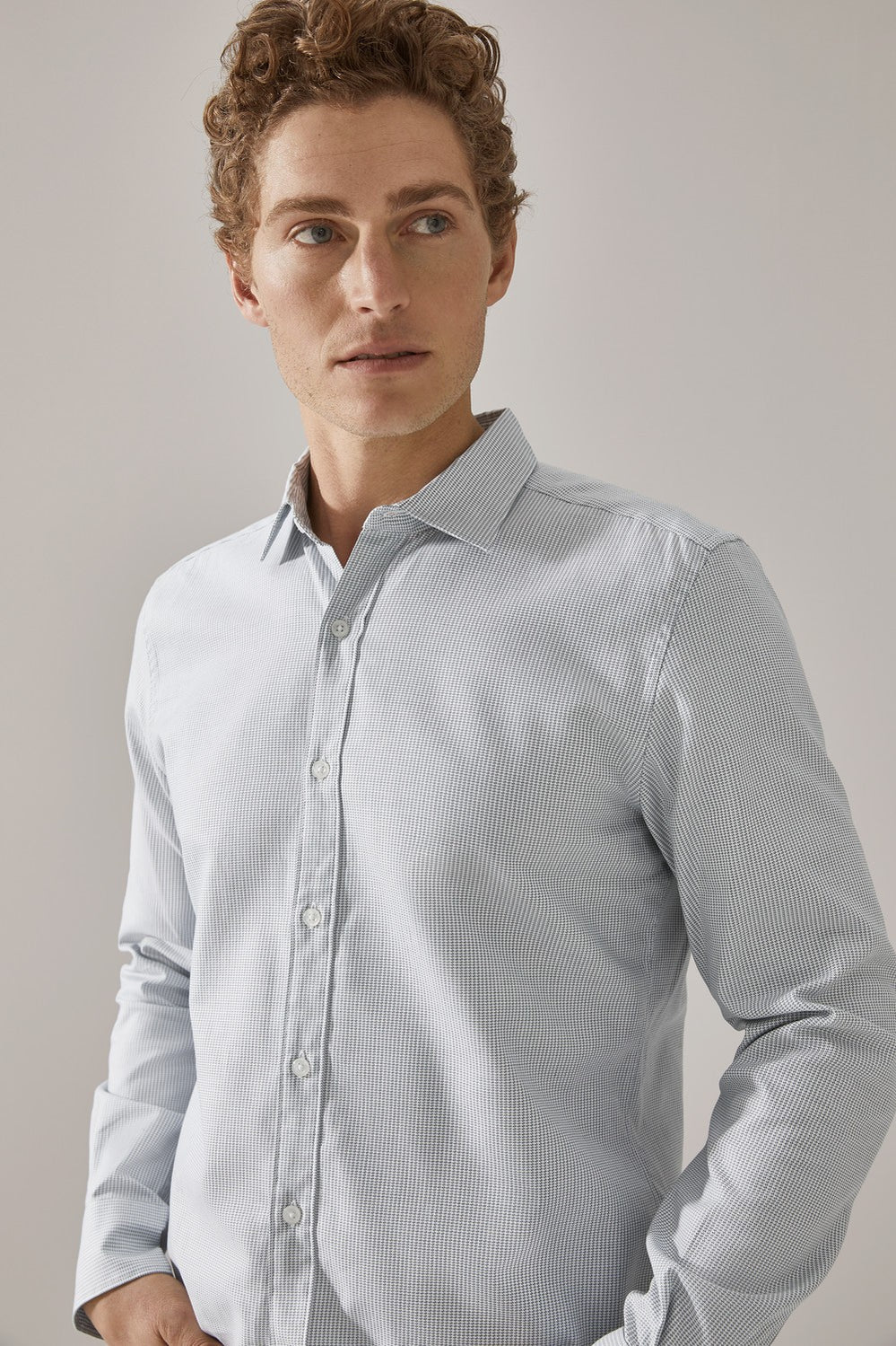 Tailored Microtooth Jacquard Smart Shirt