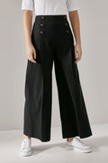 Button Detail Wide Leg Pant