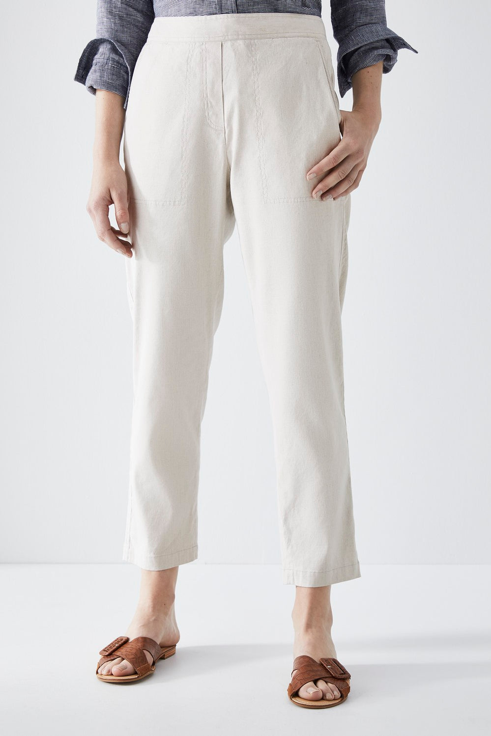 Stretch Linen Pull On Pant