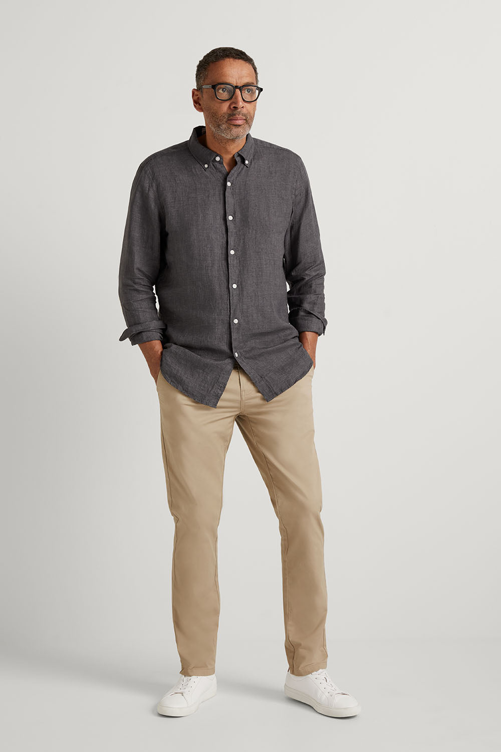 Tailored Fit Delave Linen Long Sleeve Shirt