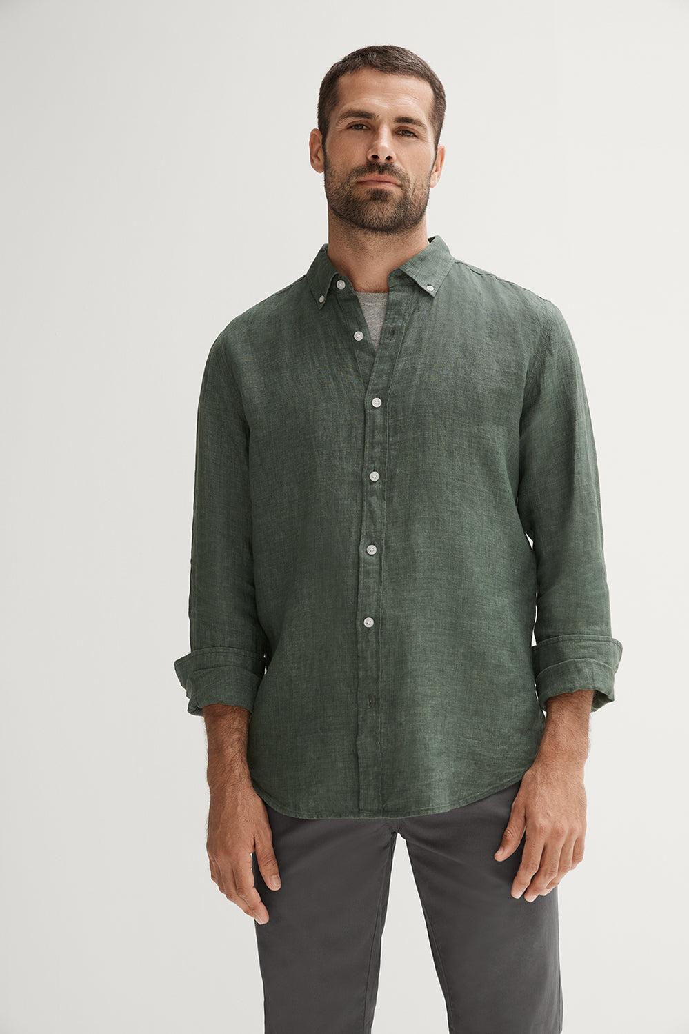 Tailored Fit Delave Linen Long Sleeve Shirt