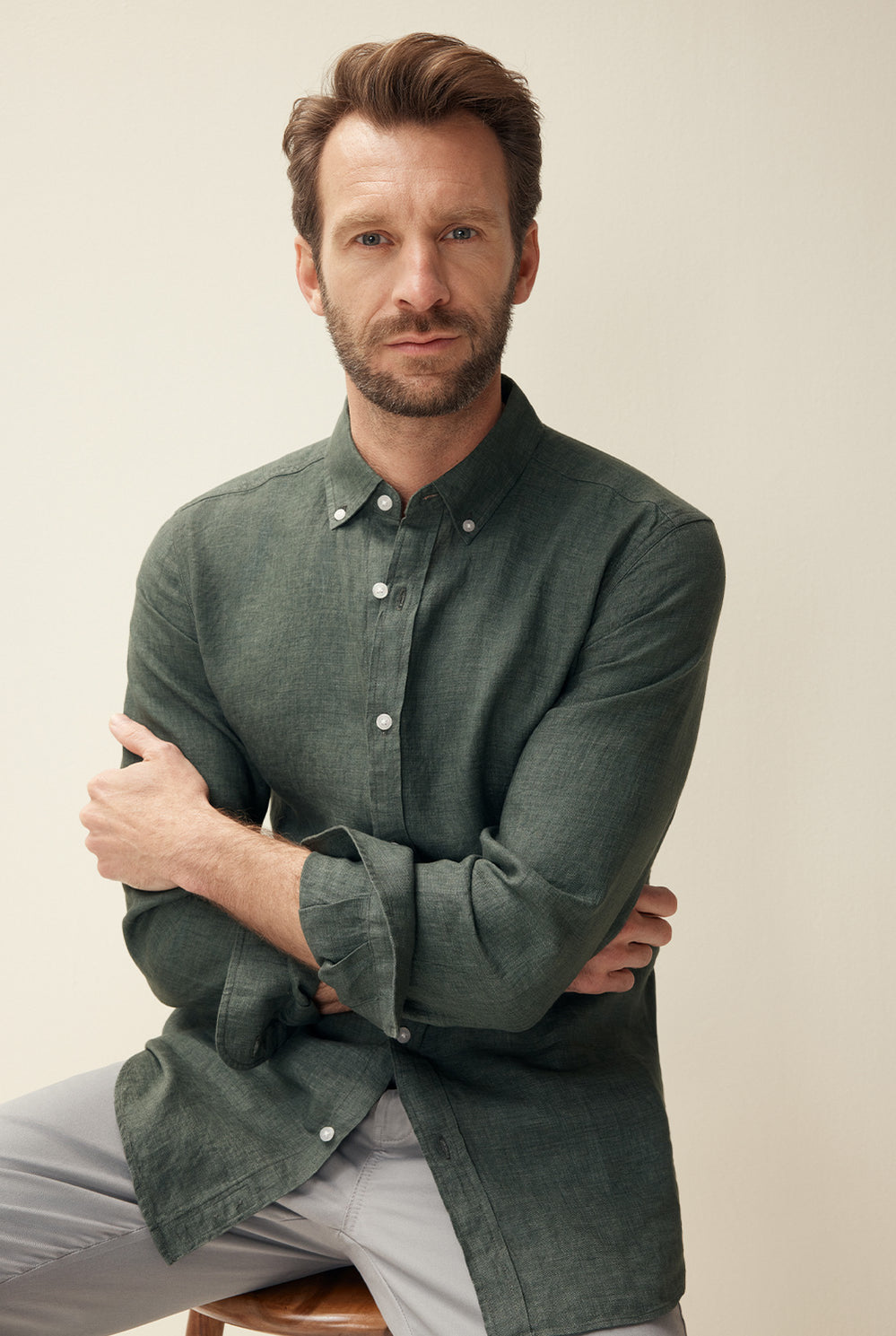 Tailored Fit Delave Linen Long Sleeve Shirt