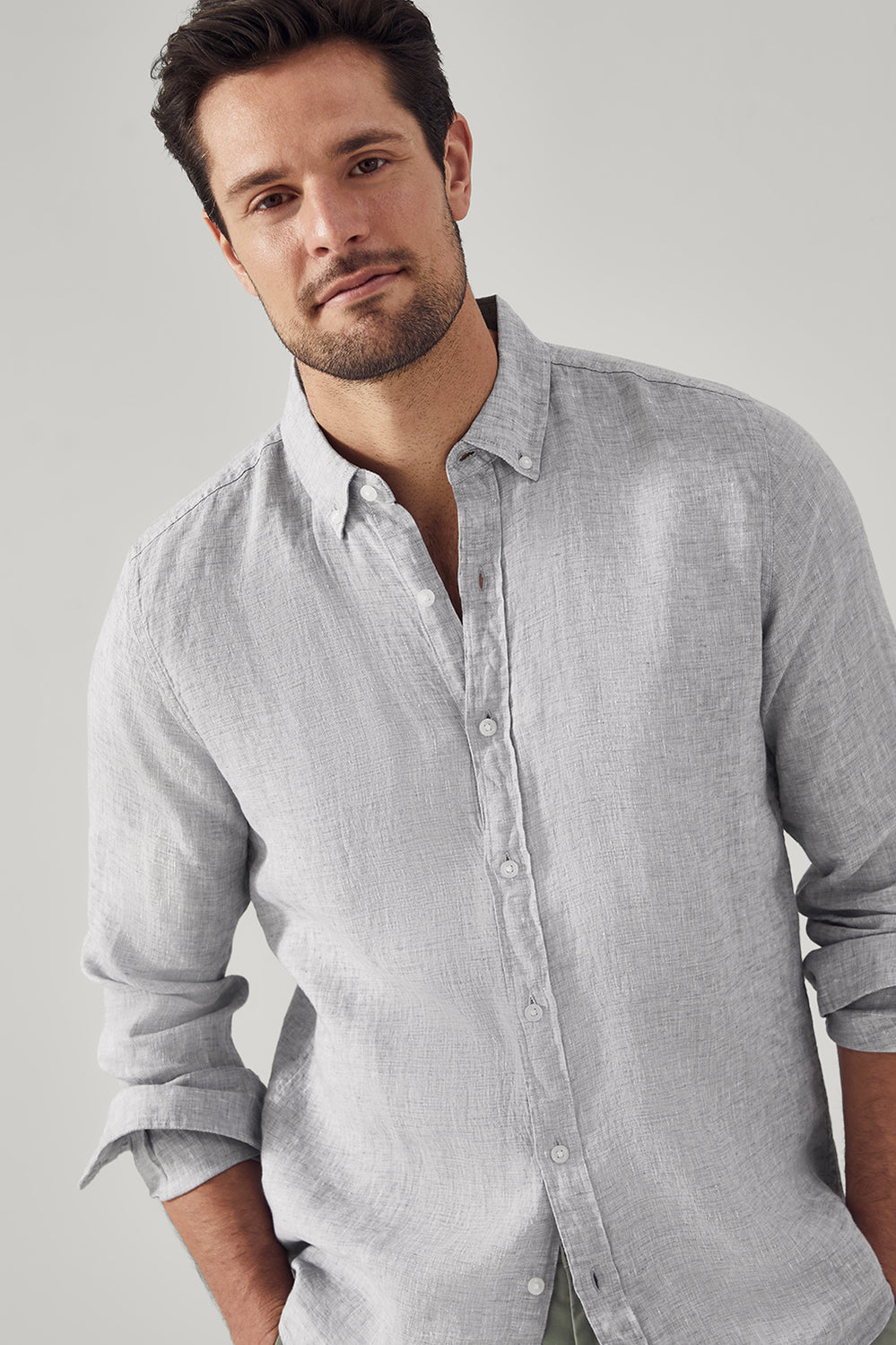 Tailored Fit Delave Linen Long Sleeve Shirt