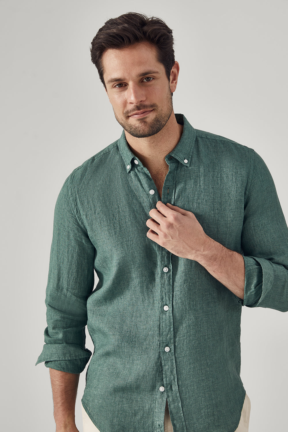 Tailored Fit Delave Linen Long Sleeve Shirt