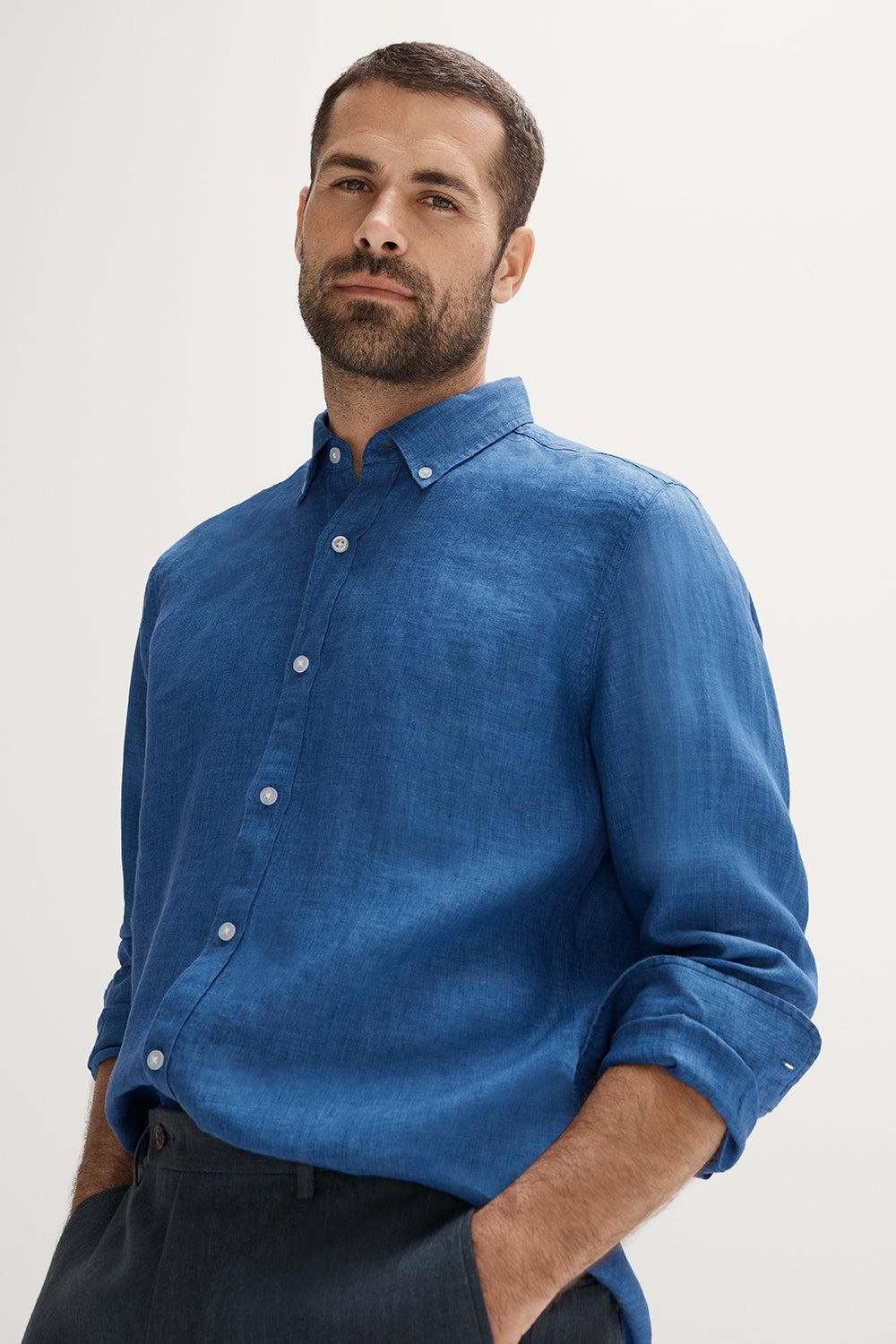 Tailored Fit Delave Linen Long Sleeve Shirt