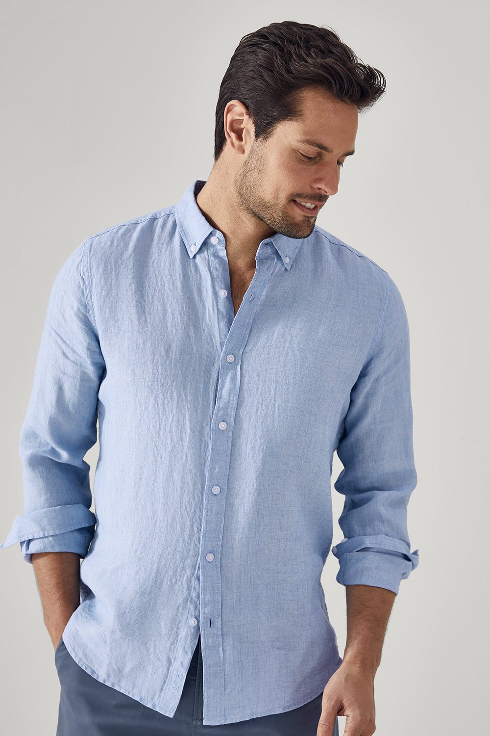 Tailored Fit Delave Linen Long Sleeve Shirt