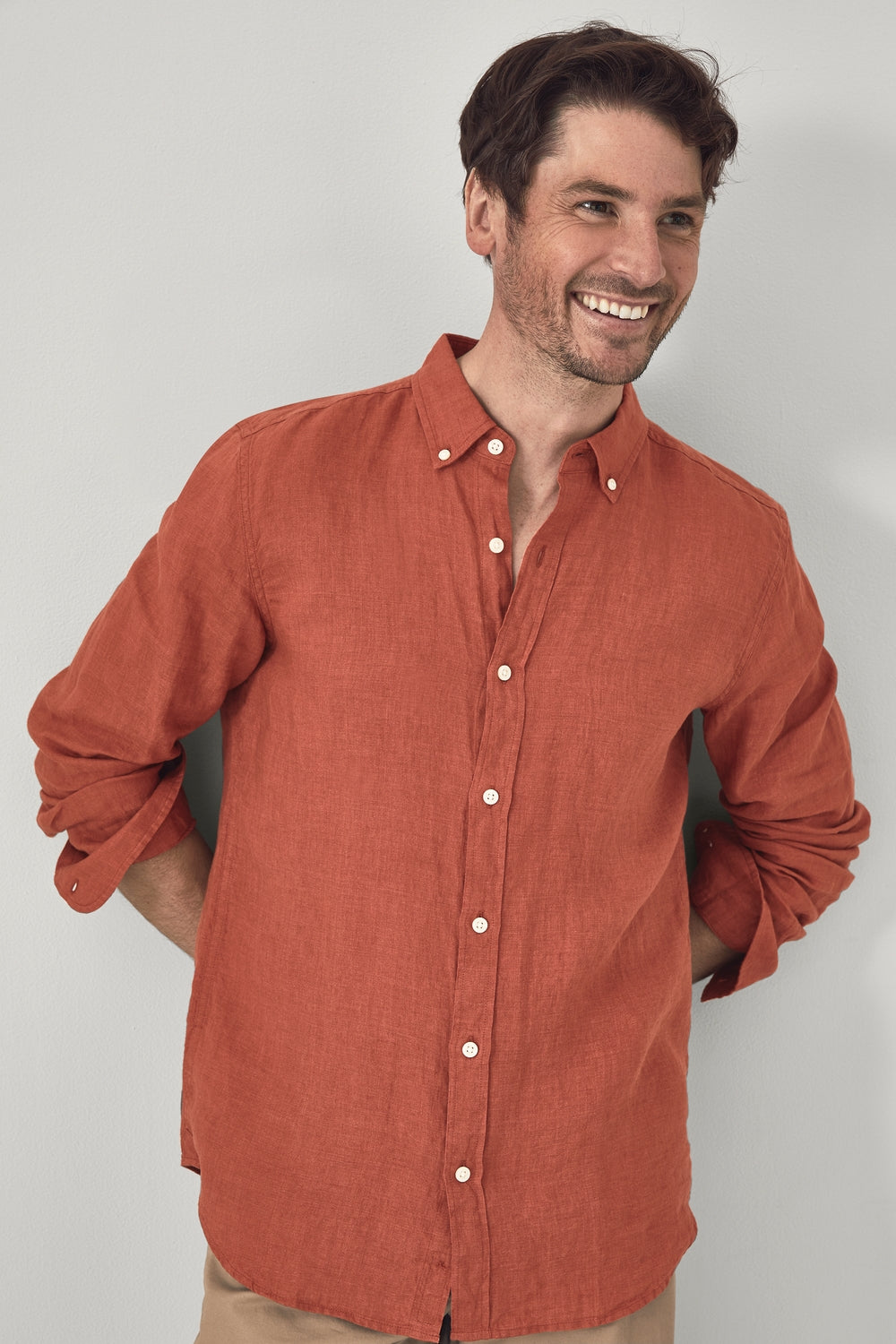 Tailored Fit Delave Linen Long Sleeve Shirt
