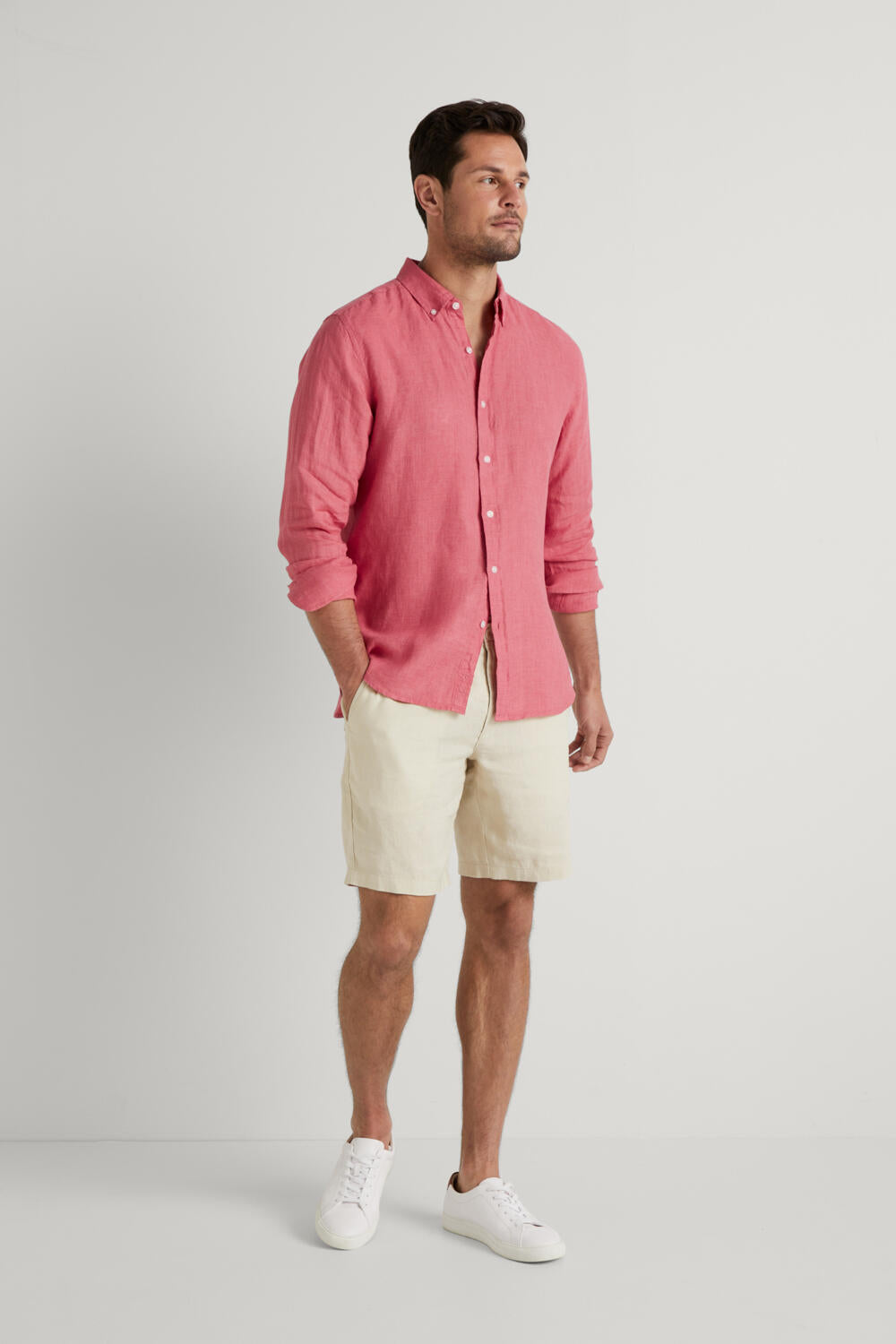 Tailored Fit Delave Linen Long Sleeve Shirt