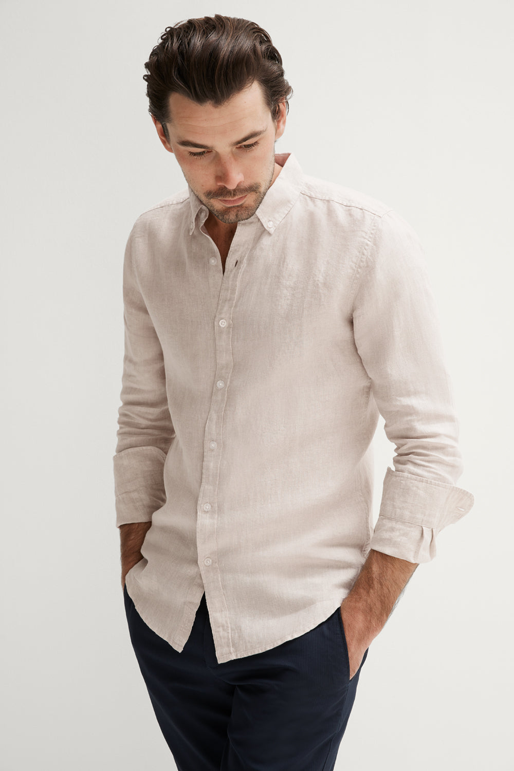 Tailored Fit Delave Linen Long Sleeve Shirt