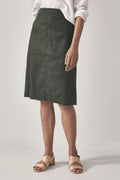 Stretch Linen Pull On Skirt