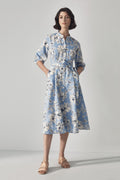 Linen Spring Floral Shirt Dress
