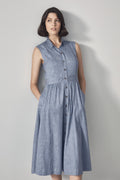 Stretch Linen Cotton Yarn Dyed Dress
