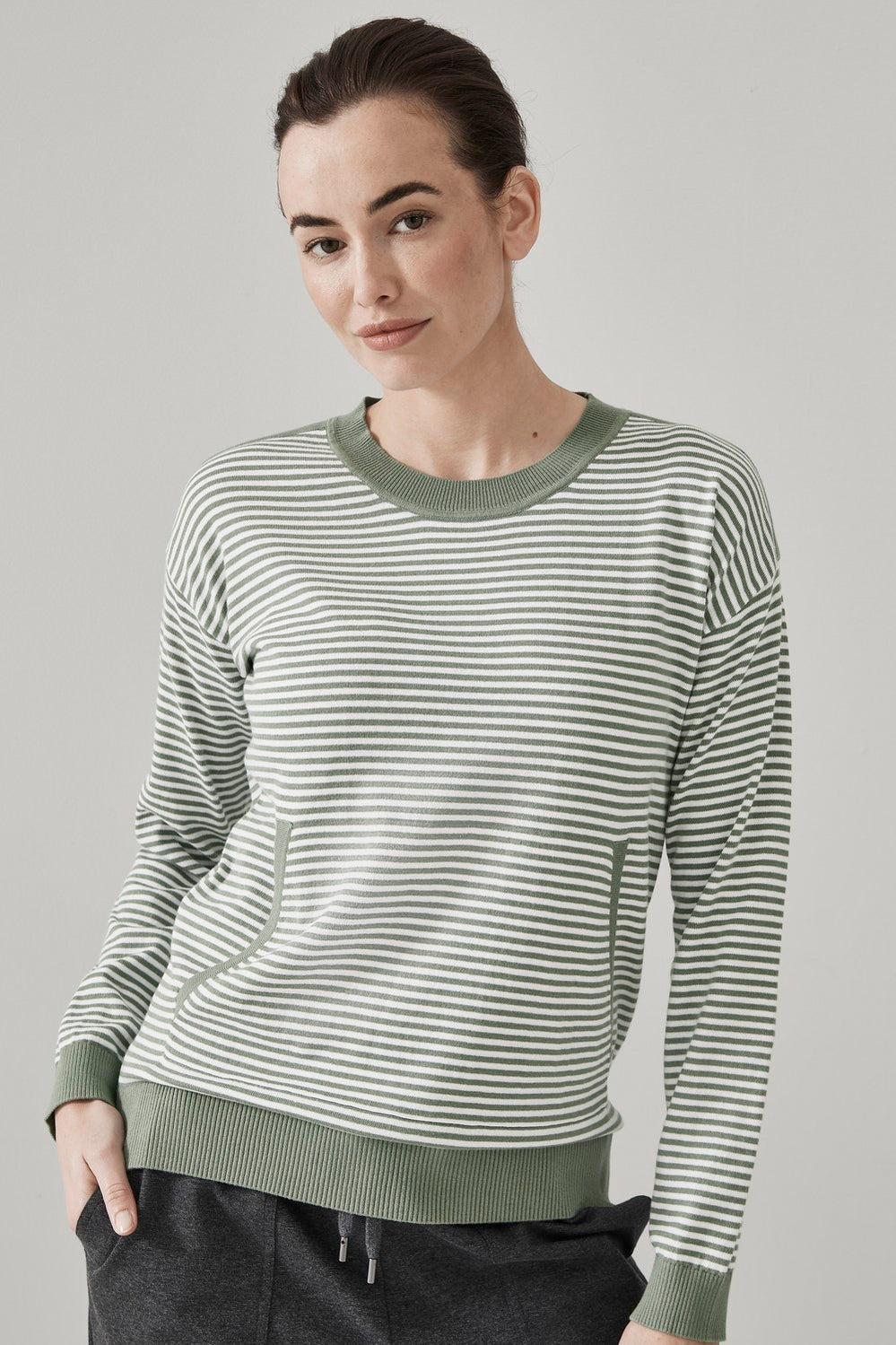 Cotton Stripe Pocket Pullover