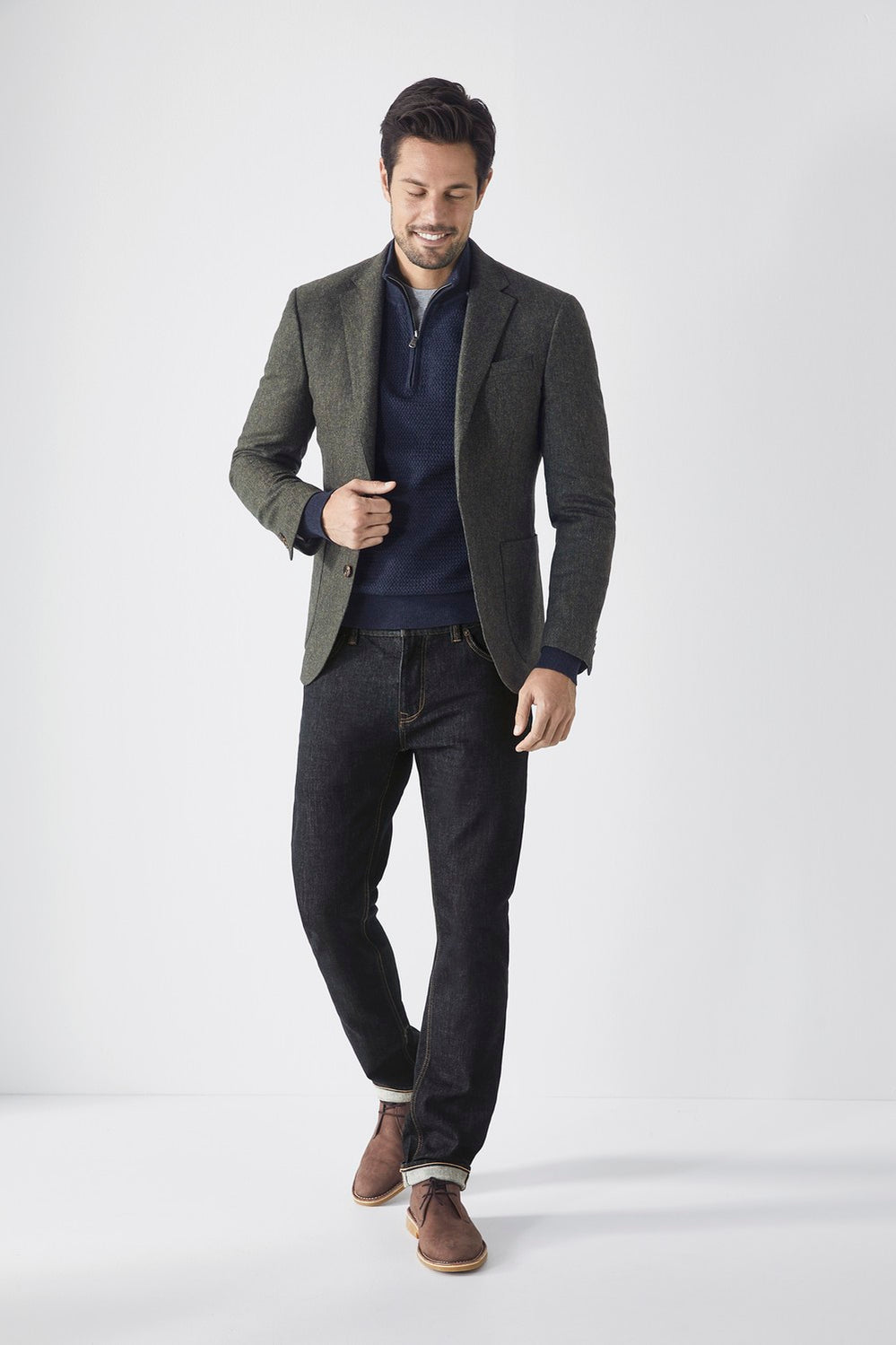Salt And Pepper Wool Tweed Blazer
