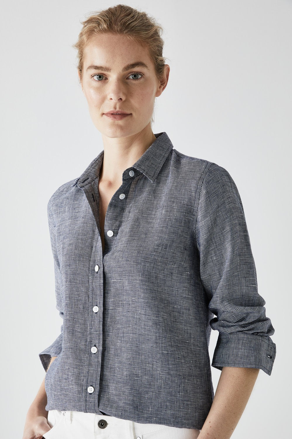 Yarn Dyed Linen Long Sleeve Shirt