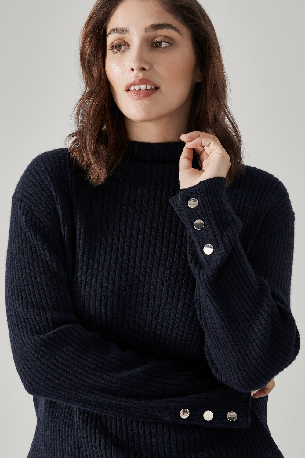 Merino Rib Mock Neck Knit