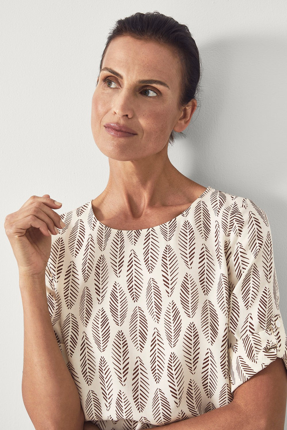 Modal Etched Leaf Print Top