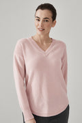 Wool V Neck Curve Hem Knit