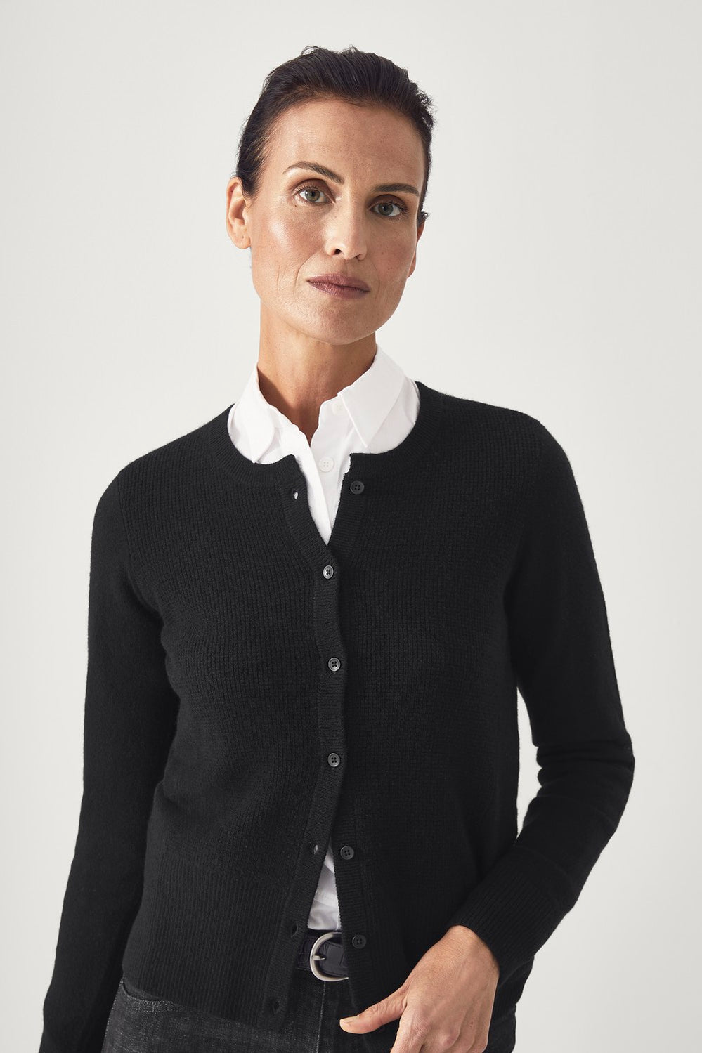 Merino Cashmere Crew Cardigan