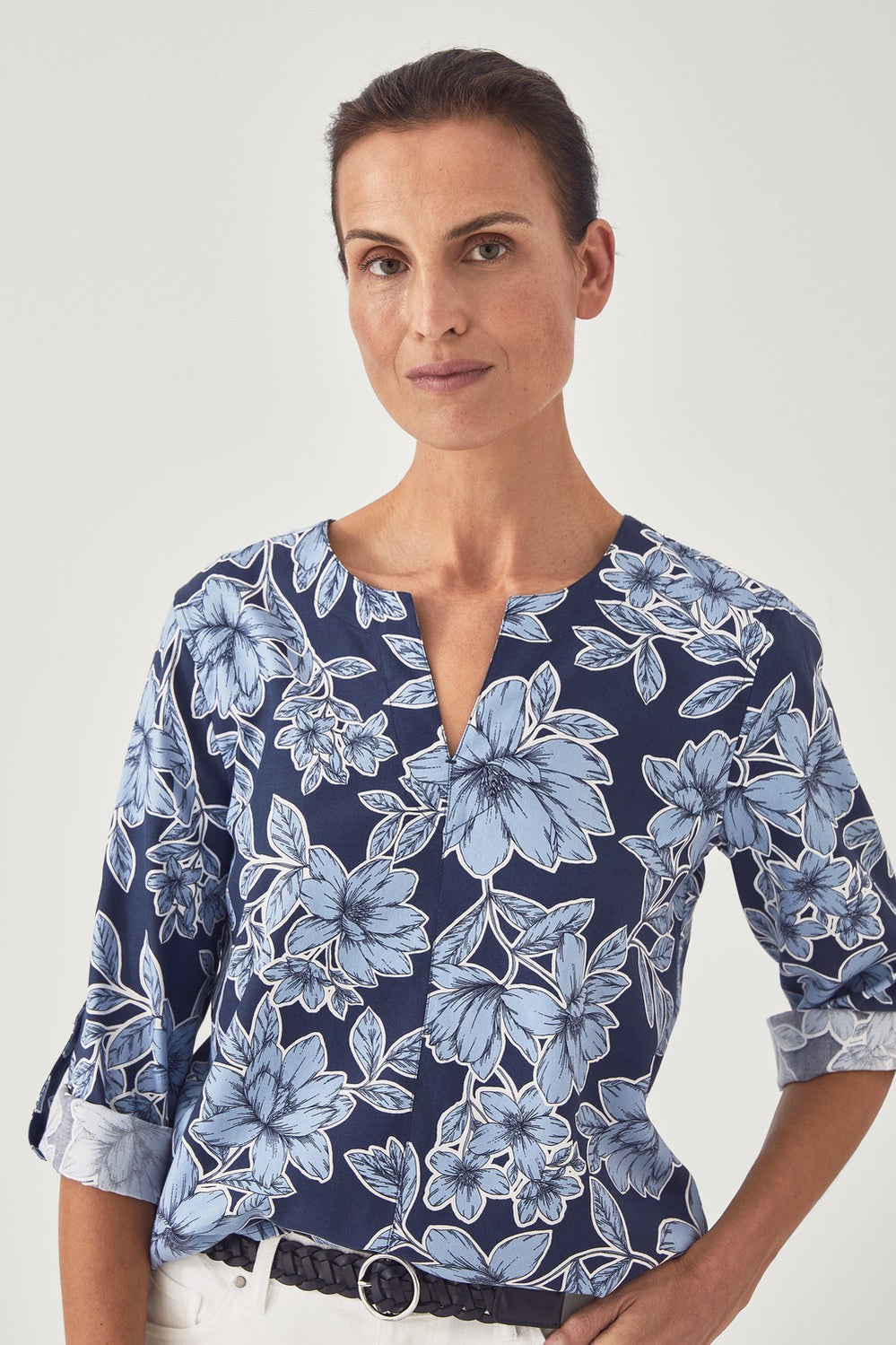Shadow Bloom Vent Neck Top