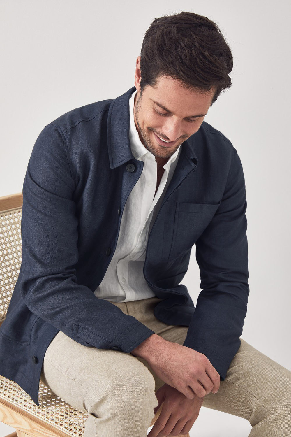 Linen Herringbone Casual Jacket
