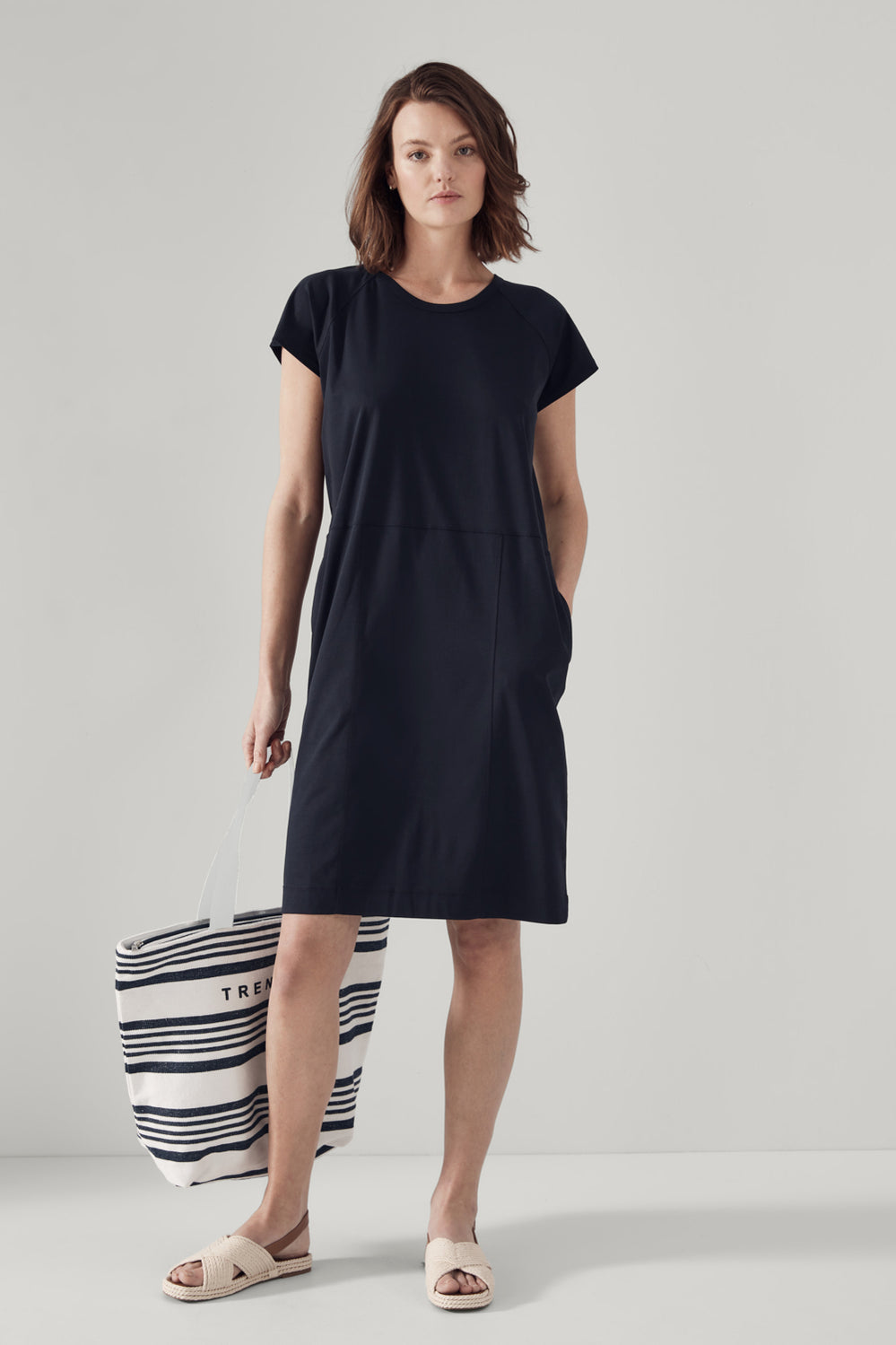 Cotton Interlock Panel Detail Dress
