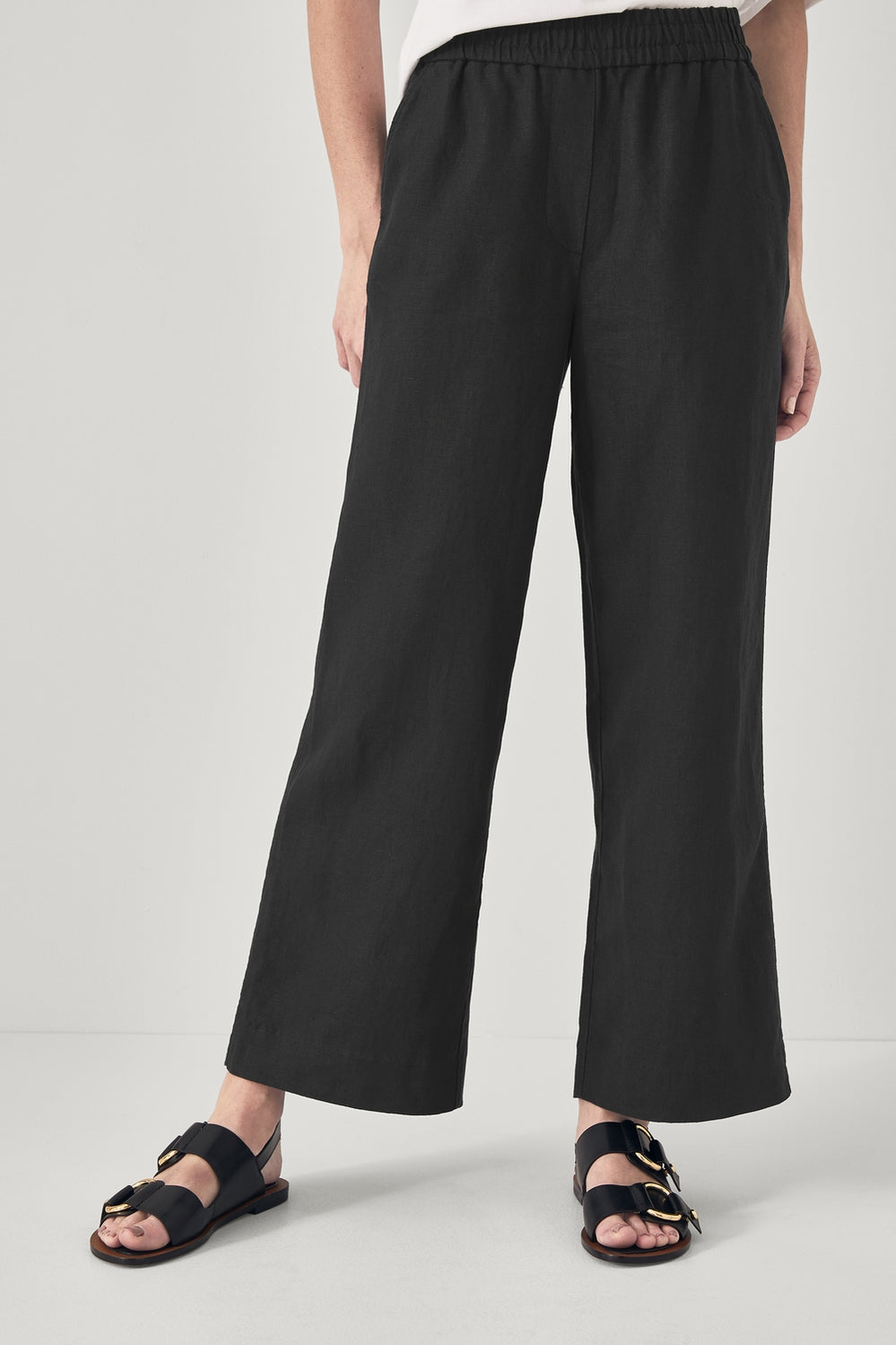 Linen Wide Leg Pull On Pant
