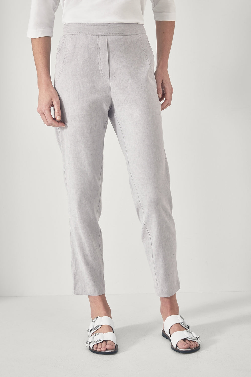 Linen Yarn Dye Stretch Pull On Pant