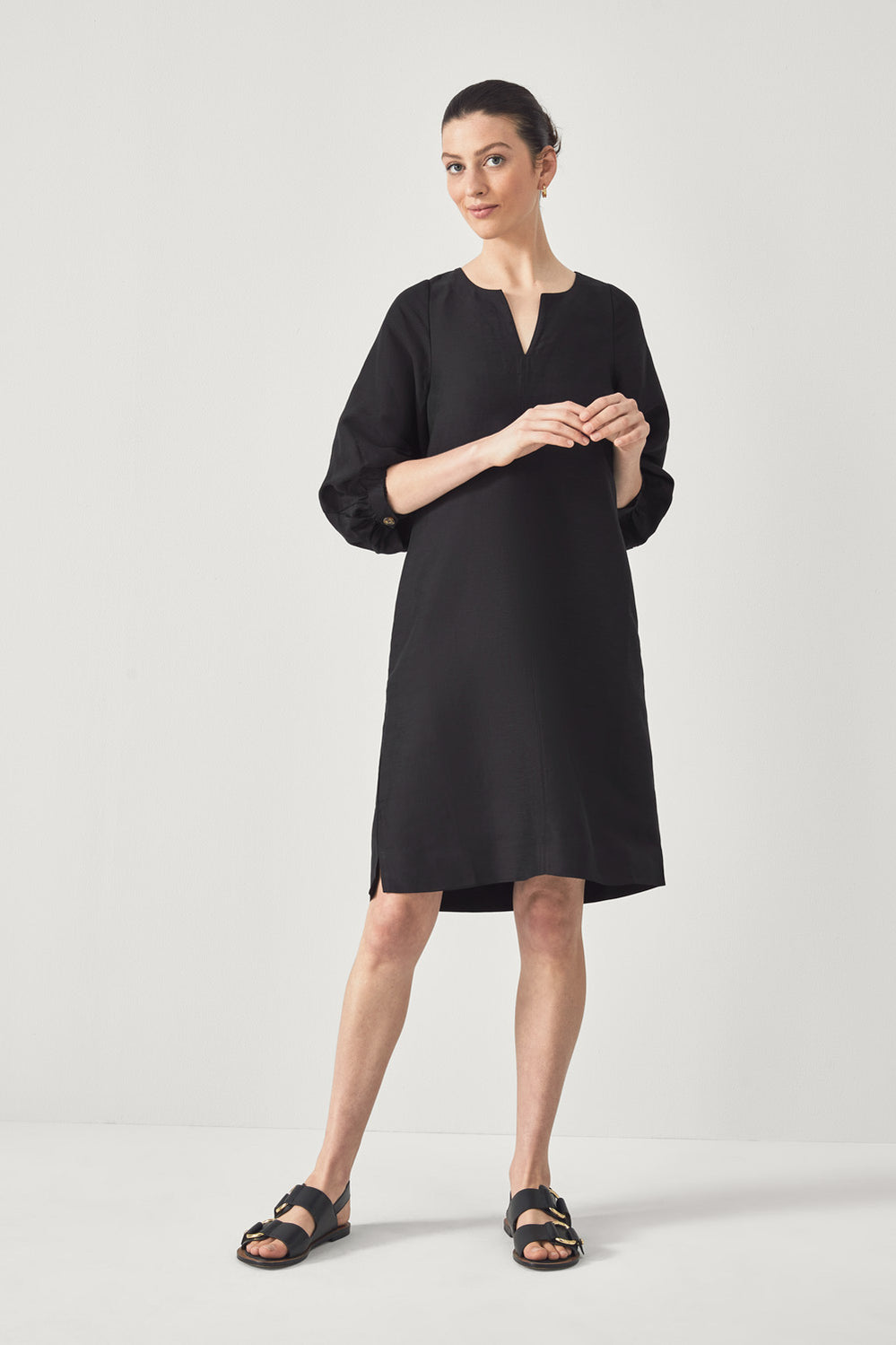 Gathered Sleeve Shift Dress