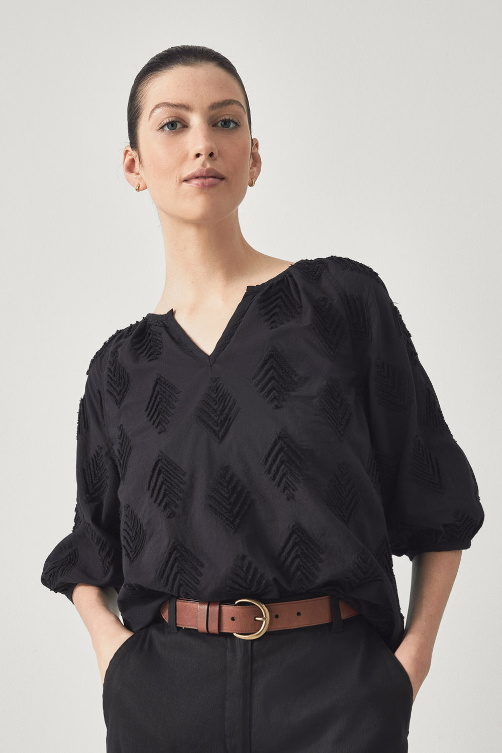 Clipped Jacquard Blouse