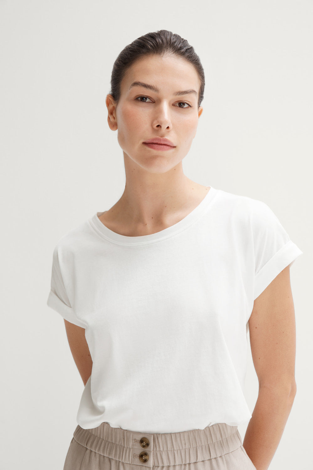 Pima Cotton Cuff Sleeve T-Shirt