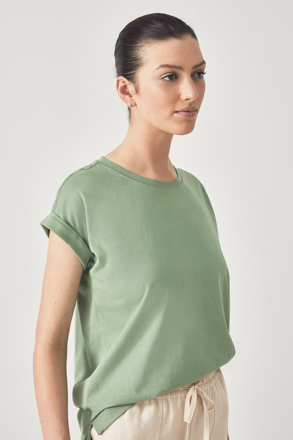 Pima Cotton Cuff Sleeve T-Shirt