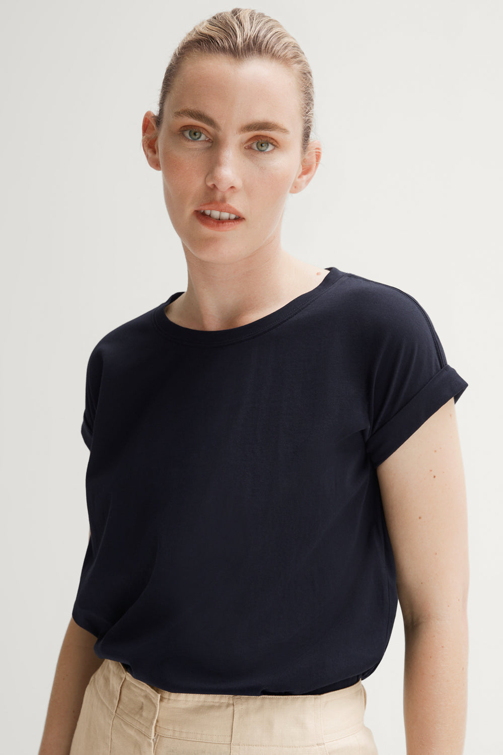 Pima Cotton Cuff Sleeve T-Shirt