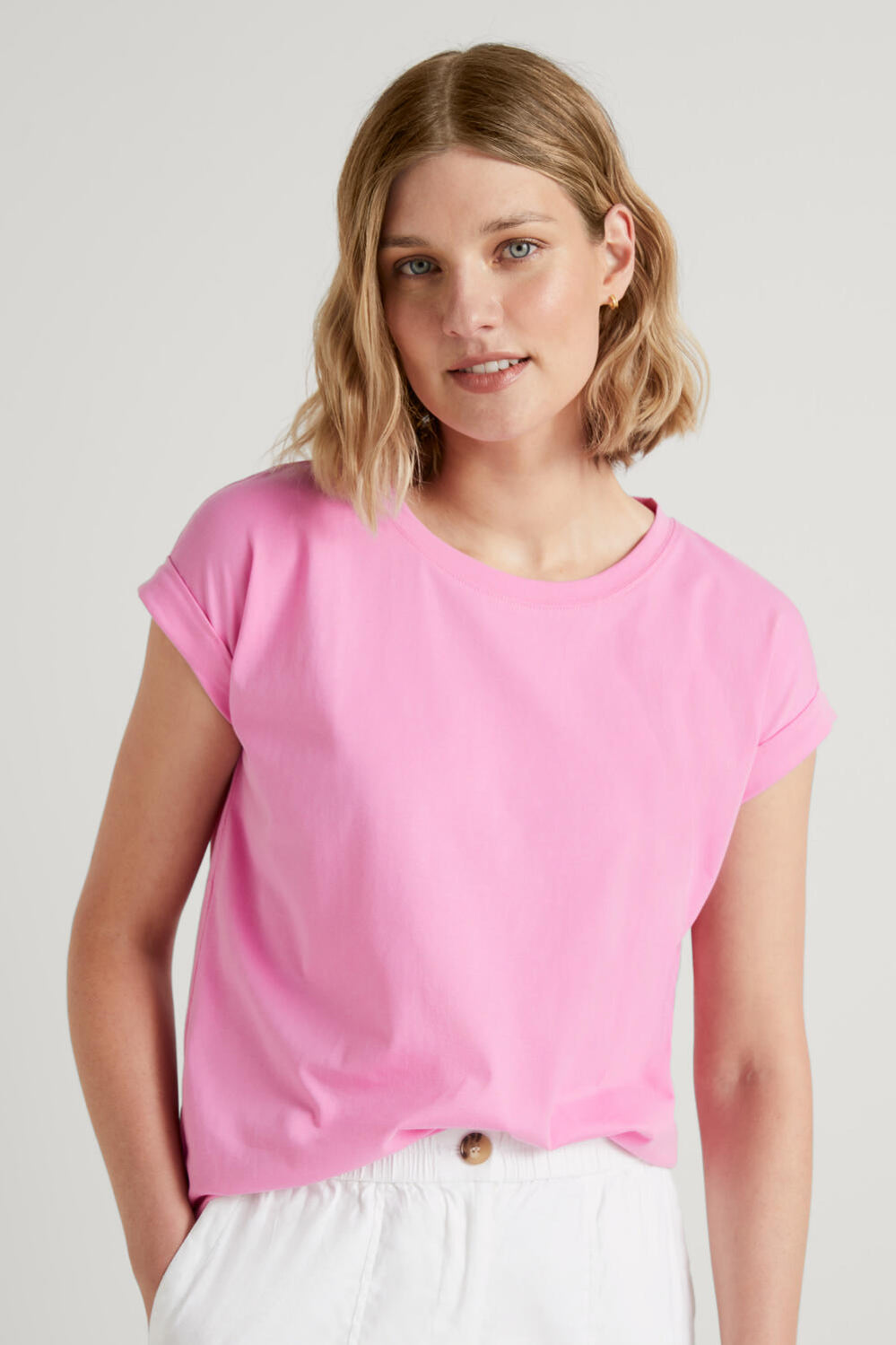 Pima Cotton Cuff Sleeve T-Shirt