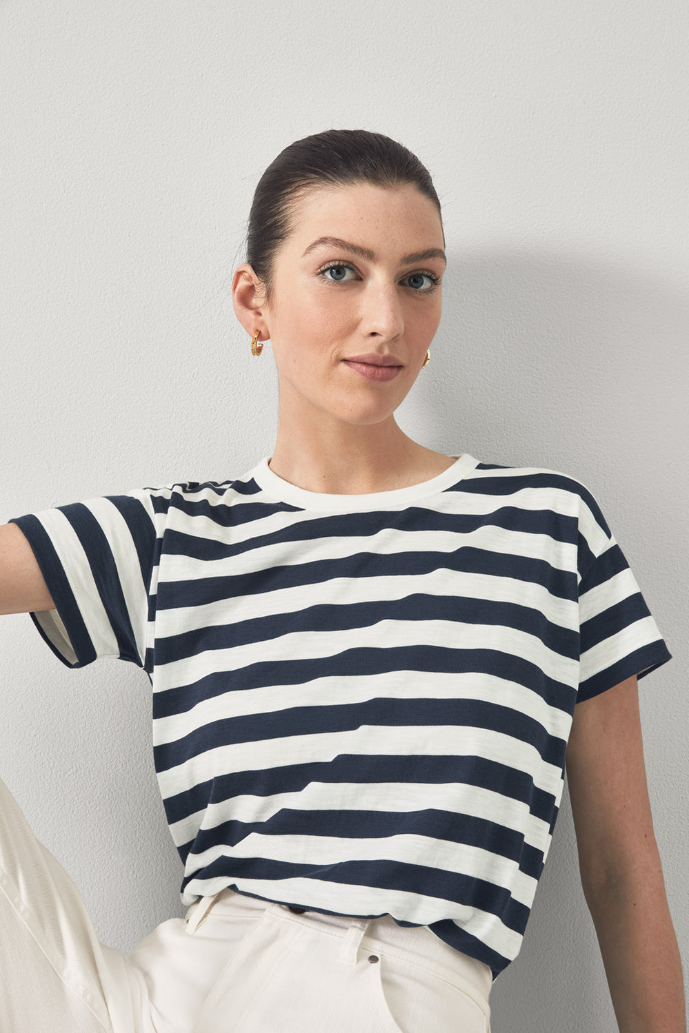 Cotton Modal Slub Stripe T-Shirt