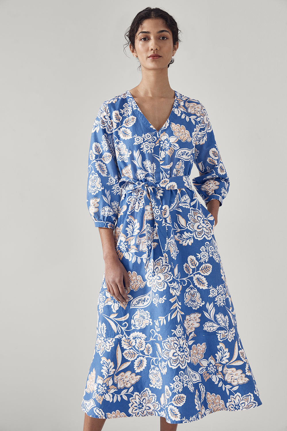 Cotton Linen Tapestry Floral Dress