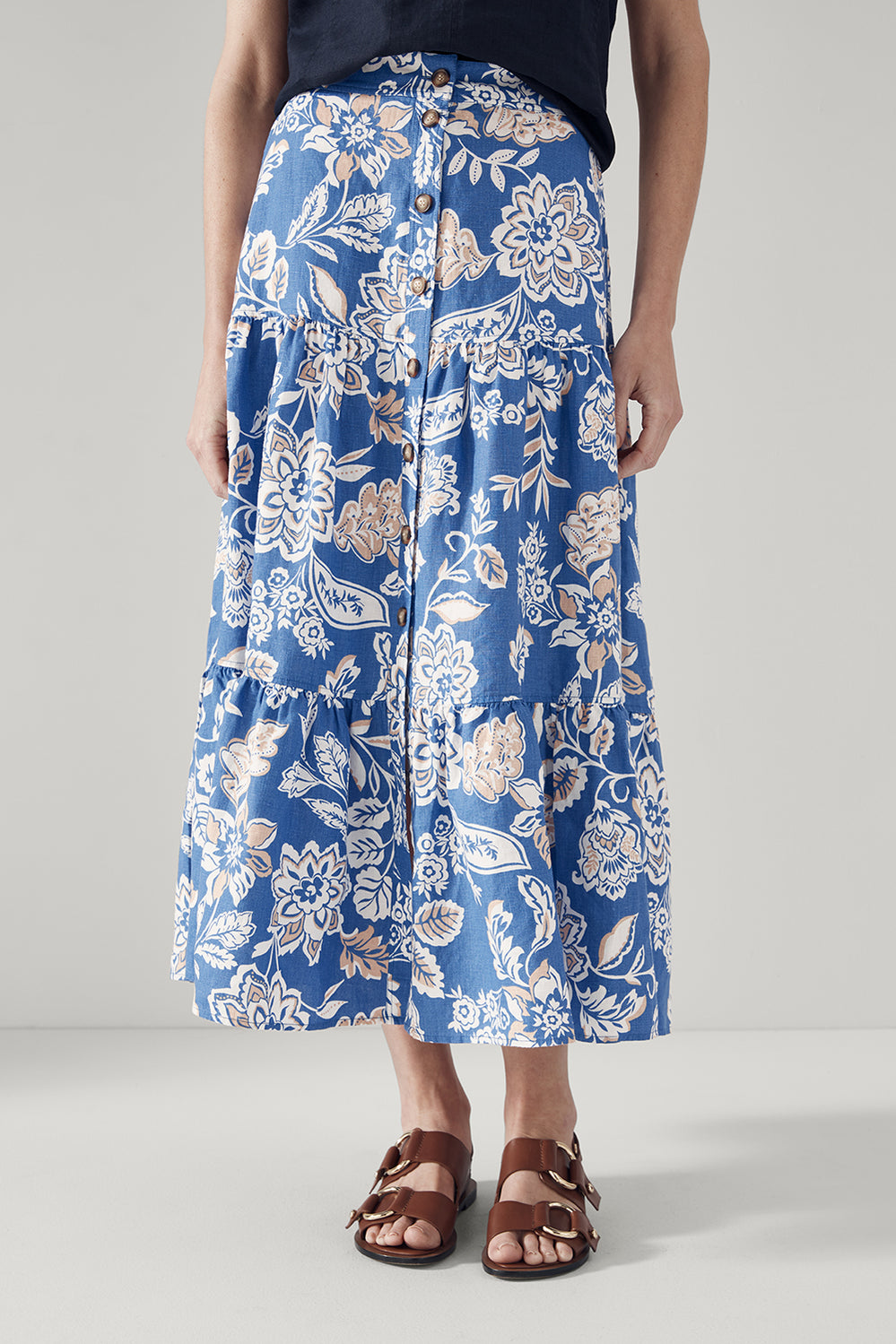 Tapestry Floral Tiered Skirt