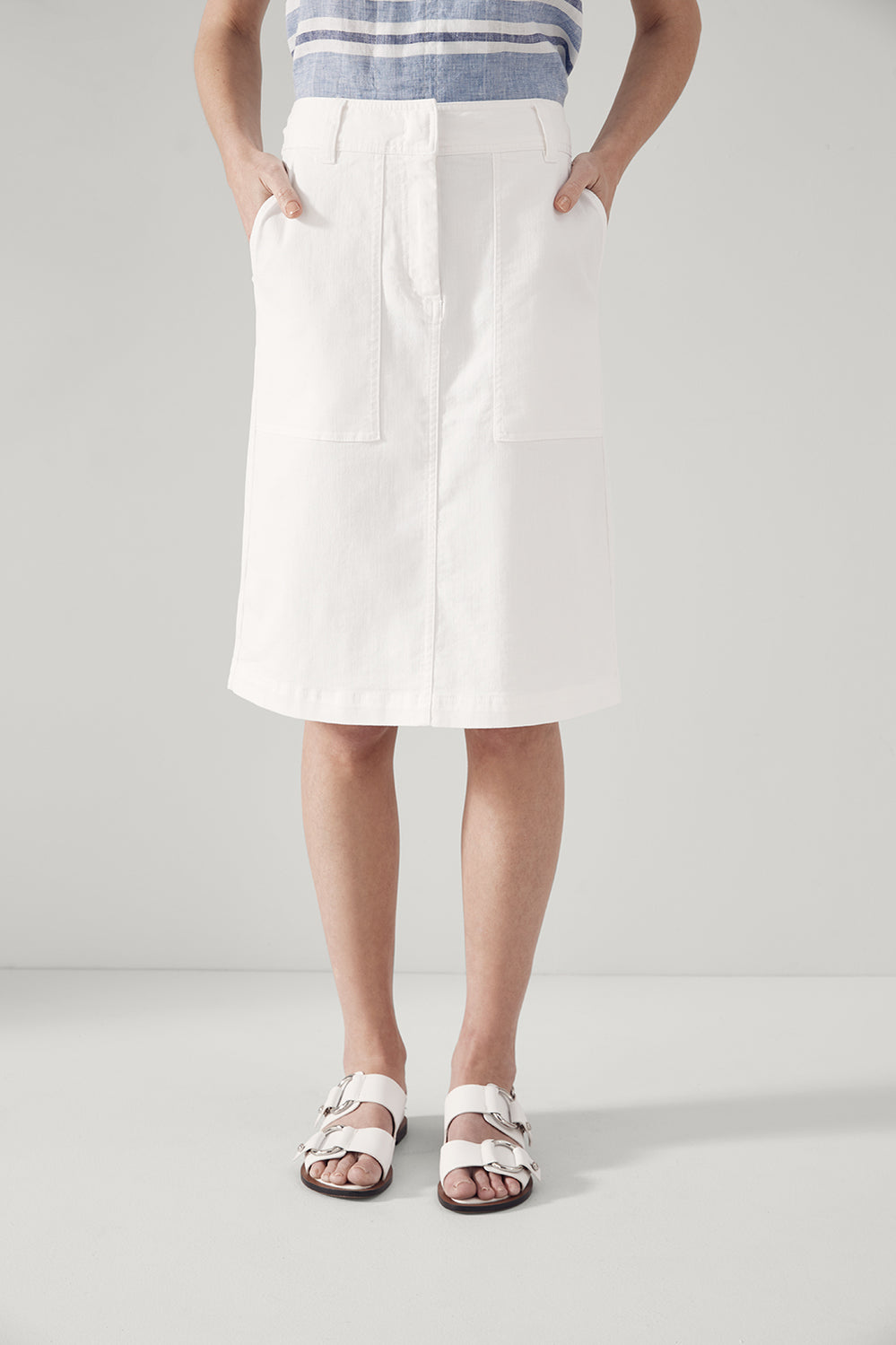 Stretch Denim A-Line Skirt